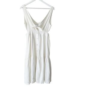 Storia Linen Blend Dress Size L NEW Cutout Tie Front Button Up Beachy Summer